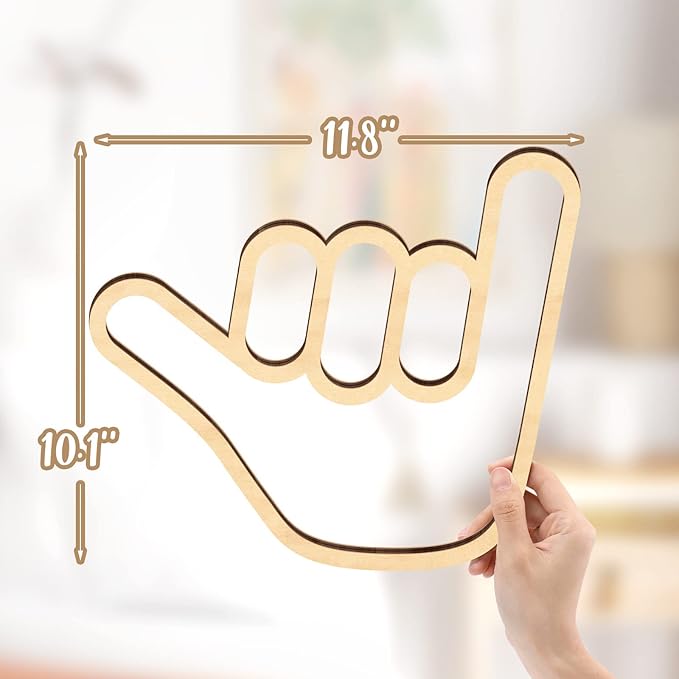 Shaka Wooden Wall Sign Hang Loose Sign Hawaii Aloha Surfer Hand Sign Surf Wall Decor for Home Living Room Kitchen Bathroom Bedroom Hand shape Finger Nursery Room Decoration