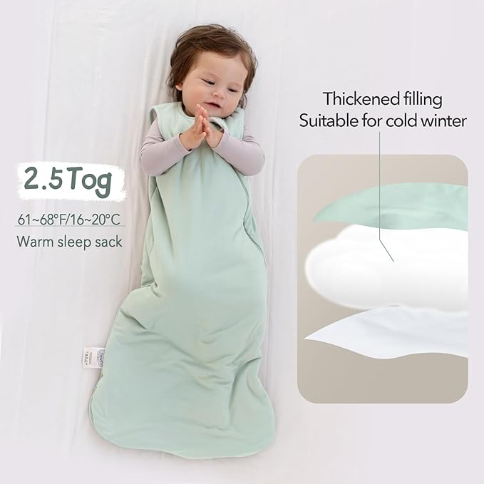 Rayon Made from Bamboo Sleep Sack 18-24 Months 2.5 Tog Winter Supersoft Toddler Sleep Sack 2t for Unisex Girl Boy Thick Warm Baby Sleeping Bag 2-Way Zipper Baby Wearable Blanket