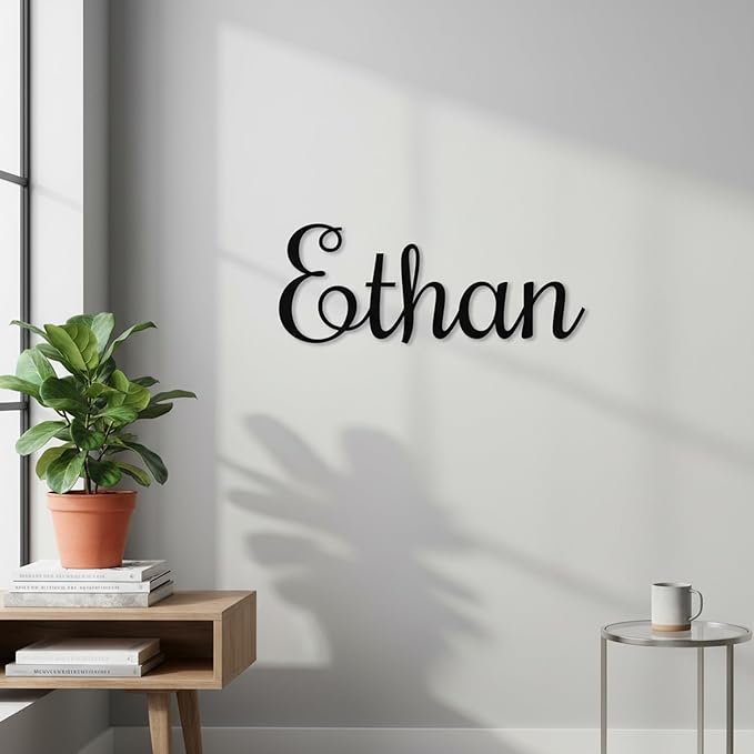 Custom Metal Words - Bold Modern Script Name Sign - Custom Name Sign Baby - Contemporary Laser Cut Cursive Wall Art for Baby Name, Wedding & Home Decoration Gift