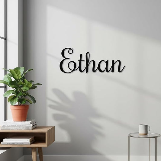 Custom Metal Words - Bold Modern Script Name Sign - Custom Name Sign Baby - Contemporary Laser Cut Cursive Wall Art for Baby Name, Wedding & Home Decoration Gift