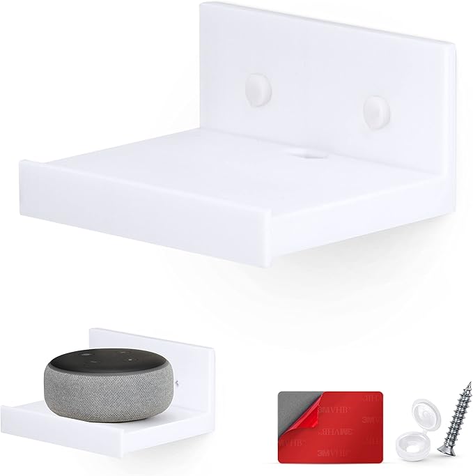 BRAINWAVZ 5” Small Floating Shelf, Adhesive & Screw in, for Bluetooth Speakers, Cameras, Plants, Toys, Books & More, Easy to Install Shelves (Shelf SF2105, White)
