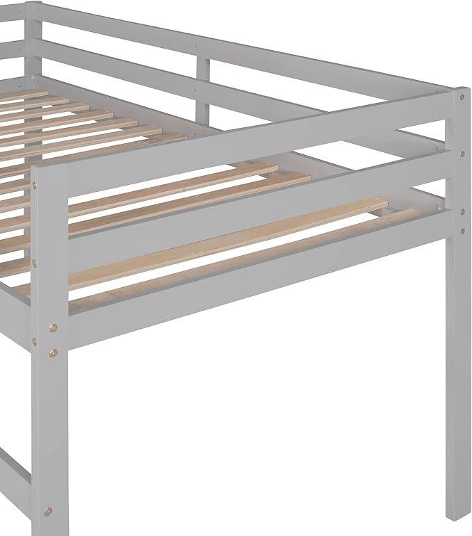 Loft Twin Bed Frame for Boys Girls Kids Toddler with Slide, Multifunctional Design, Twin (Gray)