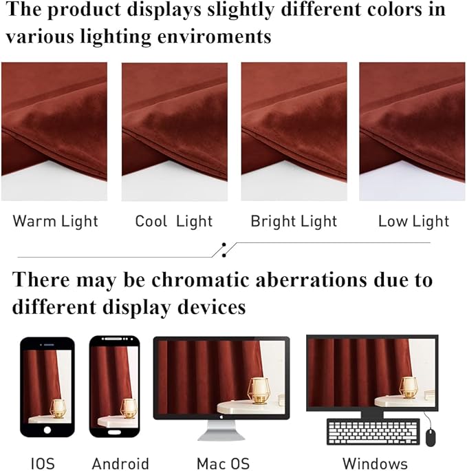 StangH Red Velvet Curtains 108 inches for Living Room, Rust Extra Long Back Tab Home Theater Drapes Room Darkening for Sliding Door/Bedroom, W52 x L108, 2 Panels