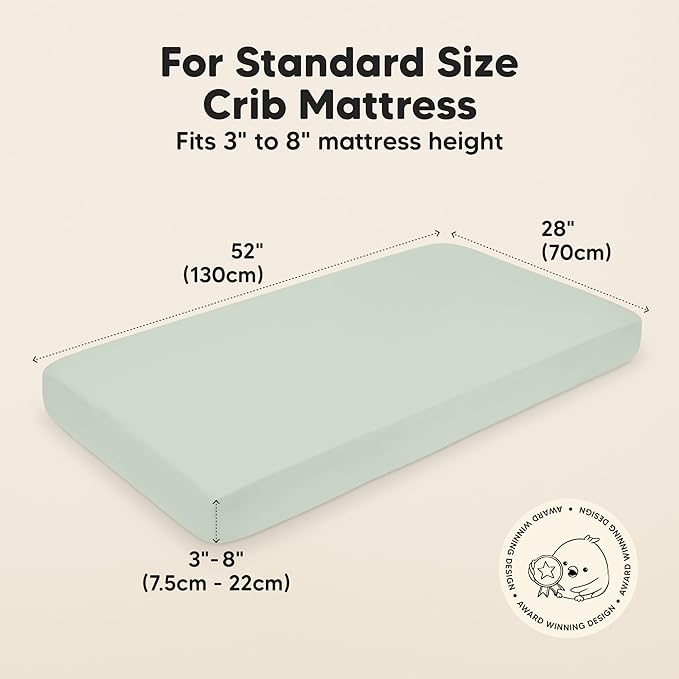 KeaBabies 2-Pack Baby Crib Sheets for Boys, Girls - 52x28 Viscose Derived from Bamboo Toddler Bed Sheets Neutral, Fitted Crib Mattress Cover for Standard Baby Bedding, Soft & Cozy (Sage)