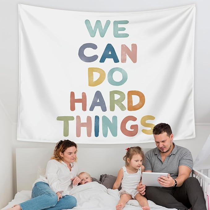 LIANGW Boho Positive Affirmations Kids Tapestry for Classroom, Classroom Decor, I Can Do Hard Things, Kids Affirmtions Nursery Wall Art, Tapestries Wall Hanging 50x60 inches