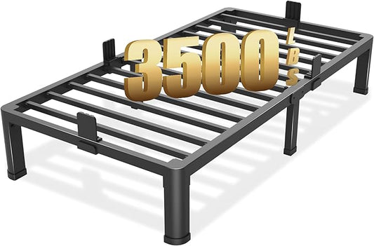 10 inch Twin XL Bed Frame with Round Corner Legs Mattress Slide Stopper,Low Profile Heavy Duty Metal Platform,No Box Spring Needed,Easy Assembly,Noise Free