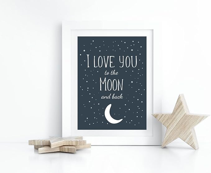 VUVUKU Space Nursery Print Themed Baby Boy Room Decor Outer Kids Wall Art I Love You To The Moon And Back Playroom Poster
