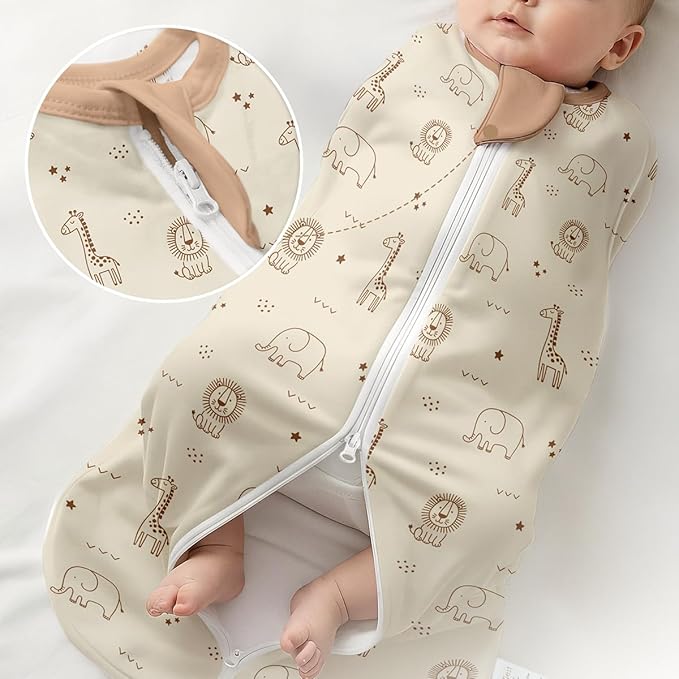 Baby Swaddle 0-2 Months, Cotton Arm-In Zipper Sleep Sack, Wearable Blankets Wrap for Newborn Infant Girls and Boys (Woodland Animal, Pack of 1)