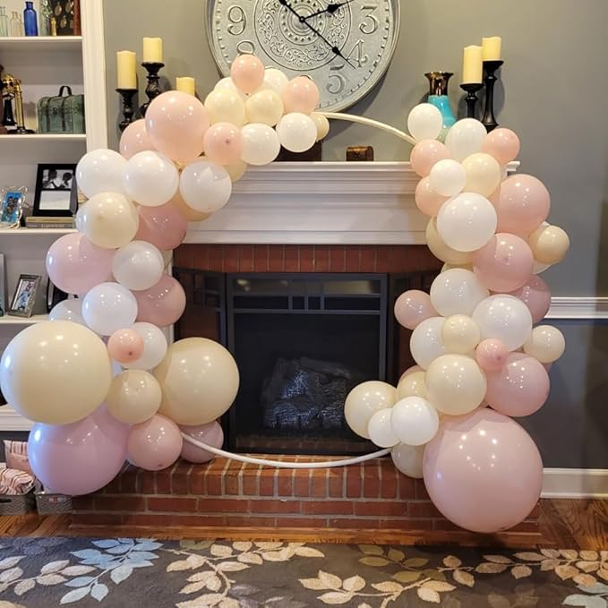 Dusty Pink and Gold Balloons Set, 60Pcs 12 Inch Retro Blush Pink White Sand Beige Metallic Gold Latex Balloon with Gold Confetti Boho Balloon for Birthday Baby Bridal Shower Wedding Party Decorations