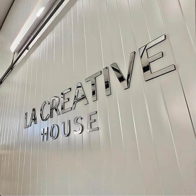 Custom Silver Acrylic Logo Sign for Business Salon or Office Wall Signage (Silver)