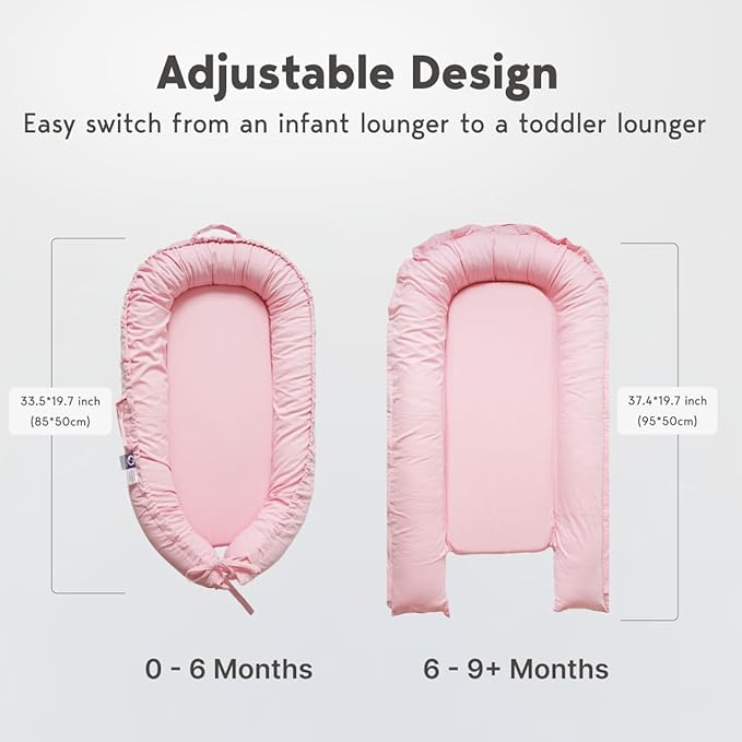 Infant Lounger, Baby Nest Cover for Baby Girls & Boys, Newborn Essentials for Baby 0-12 Months, 100% Cotton Breathable (Misty_Rose)