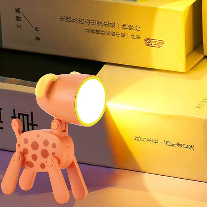 Children Mini Lamp, Folding Animal Night Light | Decorative Eye Protection LED Kids Reading Light with Phone Holder, Portable Battery Lamp.