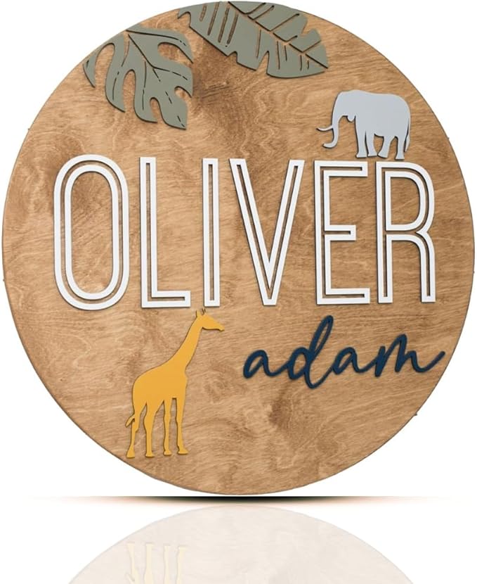 Personalized Wooden Name Sign - Custom Baby Name Signs for Nursery & Kids Room Decor - Baby Announcement Sign - Name Wall Art - Wooden Letters for Wall - Custom Round Nursery Name Sign (Design 3)