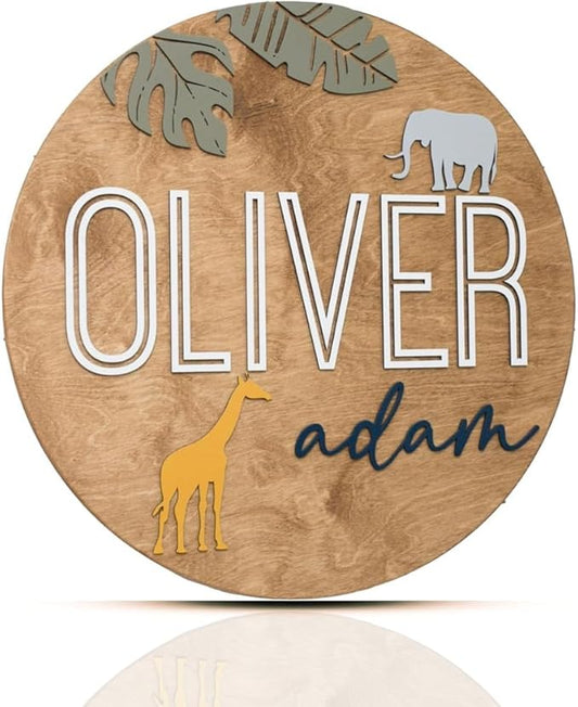 Personalized Wooden Name Sign - Custom Baby Name Signs for Nursery & Kids Room Decor - Baby Announcement Sign - Name Wall Art - Wooden Letters for Wall - Custom Round Nursery Name Sign (Design 3)