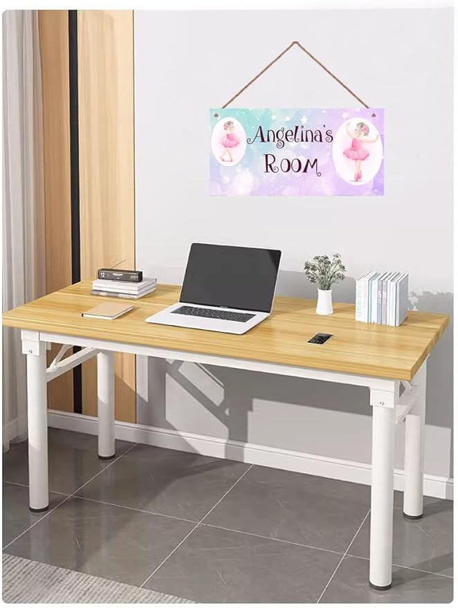 Personalized Cute Dancing Girl Sign, Ballet Girls Signs Kids Room Custom Name Door Wall Decor, Floral Nursery Art Plate For Boys Room Girls Bedroom Little Man Cave