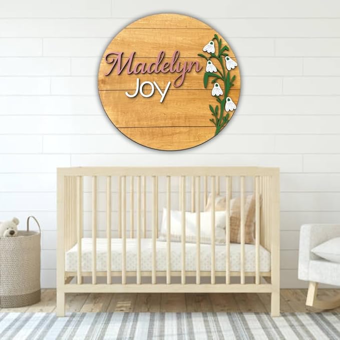 Personalized Wooden Name Sign - Custom Baby Name Signs for Nursery & Kids Room, Baby Announcement Sign, Wall Name Signs Personalized, Round Wooden Letters for Nursery Decor (Design 4)