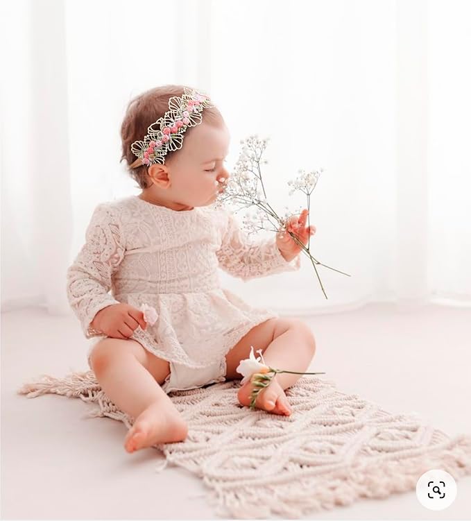 cherrboll Baby Flower Bows Headbands 6pcs Floral Hair Wraps Nylon Hairbands Crown Newborn Infant Toddler Hair Accessories