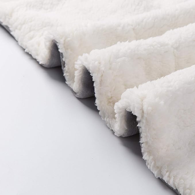 NANPIPER Sherpa Blanket Warm Blankets for Winter Super Soft Fuzzy Flannel Fleece/Wool Like Reversible Velvet Plush Couch Blanket Lightweight(Light Grey Throw Size 50"x60")
