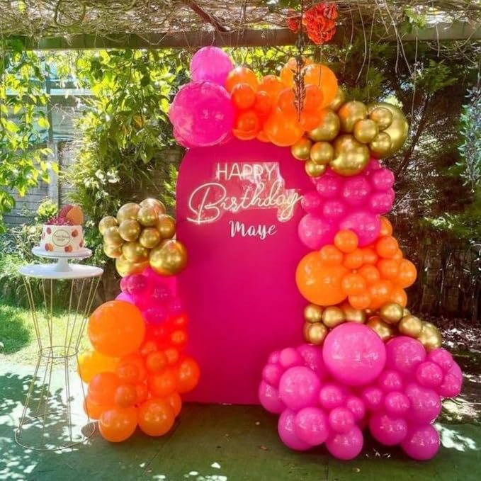 Pink Orange Yellow Balloons, 12 Inch Pink Orange Yellow and Gold Balloons for Birthday Graduation Summer Tropical Party Fall Thanksgiving Tequila Sunrise Sunset Party Decorations