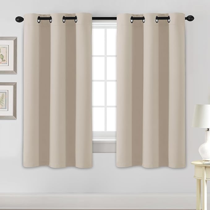 H.VERSAILTEX Blackout Curtains for Bedroom Thermal Insulated Room Darkening Living Room Curtains 63 Inch Long Grommet Privacy Protection Window Curtain Panels/Drapes for Nursery, 2 Panels, Fog