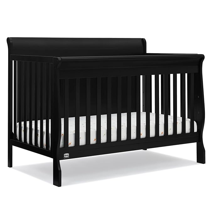 Delta Children Simmons Kids Carter 6-in-1 Convertible Crib - Greenguard Gold Certified, Black Ebony