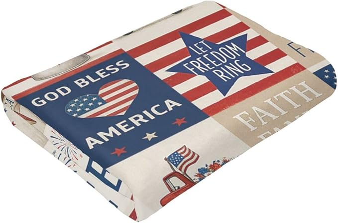 American Flag Blanket Patriotic Throw Blanket National Flag Soft Cozy Fleece Fuzzy Stuffed Plush Flannel Gifts for Girls Women Boys Kids Adults60 X80