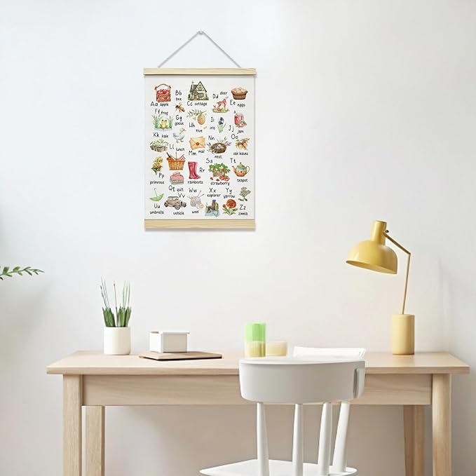 TRKAE Farm Alphabet Canvas Poster Hanger Frame, Classroom ABC Wall Art, Toddler Educational Wall Decor for Nursery Playroom Kids Room -028