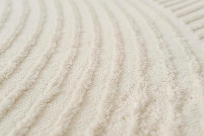 Revival Rugs Record 4'x6’ Machine Washable Area Rug for Kitchen Bedroom - 100% Recycled Oeko-TEX Certified, Medium Pile, Beige, Cream