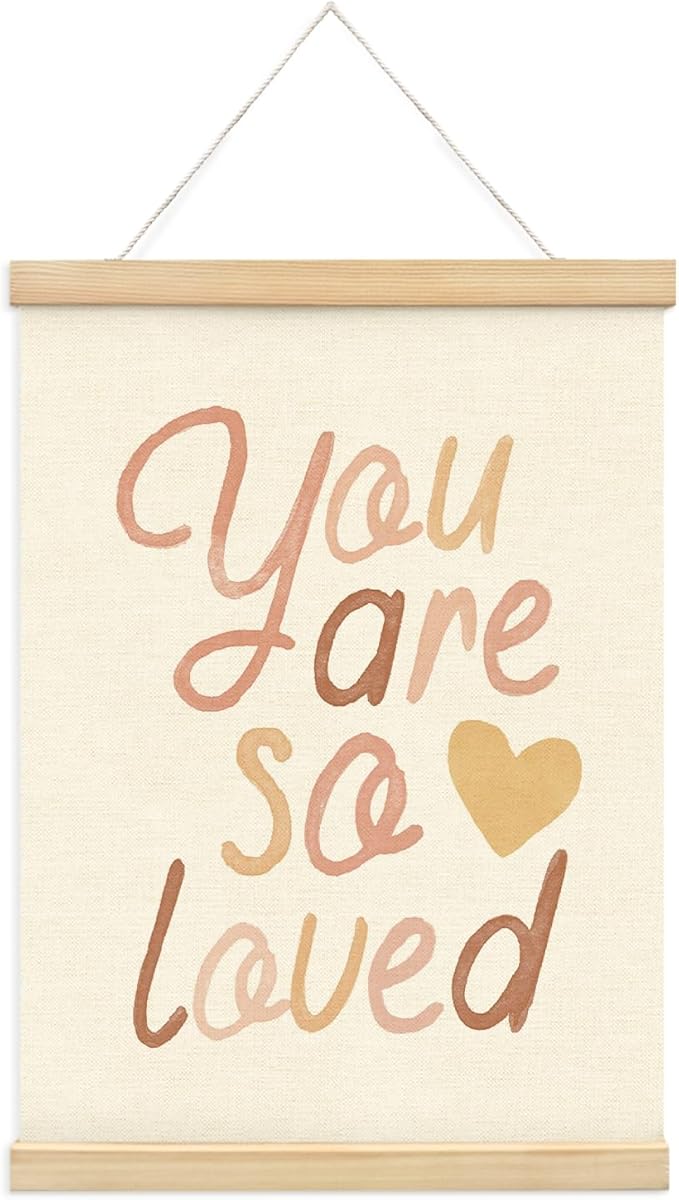 Mtrgdn Neutral Nursery Room Decor - You Are So Loved Poster Hanger Frame,Boho Baby for Kids Boy Girl Boho Wooden Frames,Motivational Wall Hanging Banner Decor for Nursery School 12x16 Inch