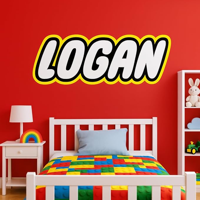 Personalized Building Blocks Wall Decal for Kids – Custom Brick Style Name Sticker for Boys Bedroom – Kids Room Decor Art – Customizable Name Sign for Nursery Playroom Themed Wall Decoration