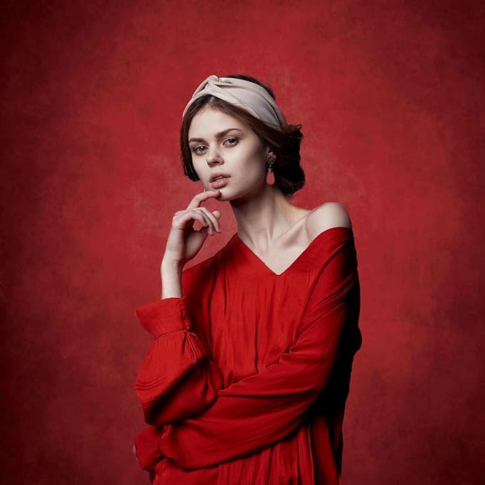 Abstract Professional Photography Backdrop for Portrait Photo Props Booth Background Photoshoot Studio with Polyester Fabric Roller Pocket on Top (6x8ft,Red,No Stand)
