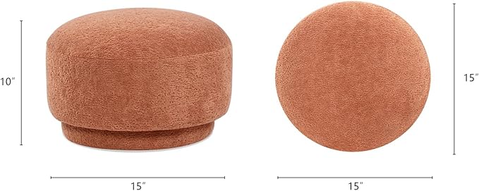 Jennifer Taylor Home Fuji 15" Mushroom Footstool Ottoman in Spice Orange Fleeced Teddy