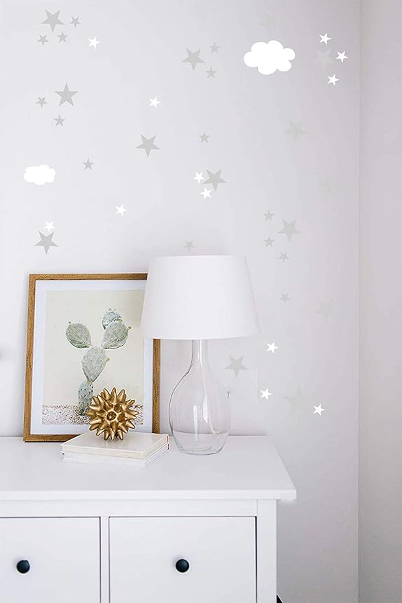 Clouds Decals Moon and Stars Wall Decal Kids Wall Decals Wall Stickers Peel and Stick Removable Wall Stickers Kids Room Decoration Good Night Nursery Decor
