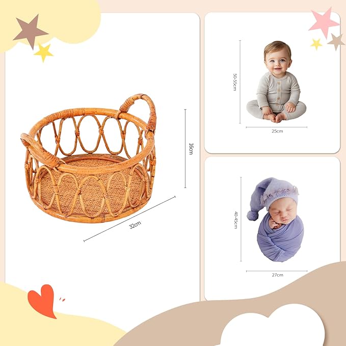 Kate Newborn Photography Props Set&Wood Texture Floor Mat(5x4ft)