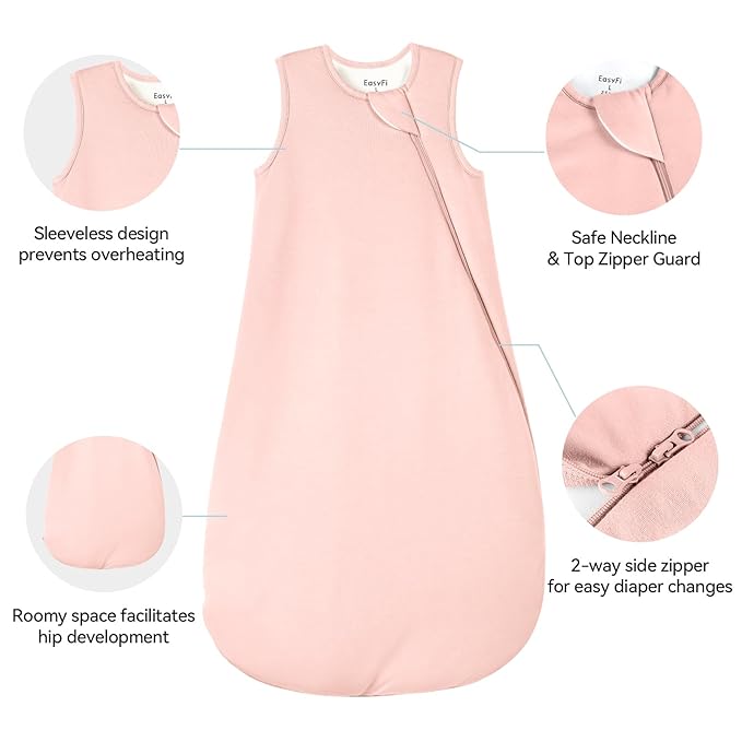 Rayon Made from Bamboo Sleep Sack 0-6 Months 2.5 Tog Winter Supersoft Infant Newborn Sleep Sack 0-3M Thick Warm Baby Sleeping Bag 3-6 Months 2-Way Zipper Baby Wearable Blanket