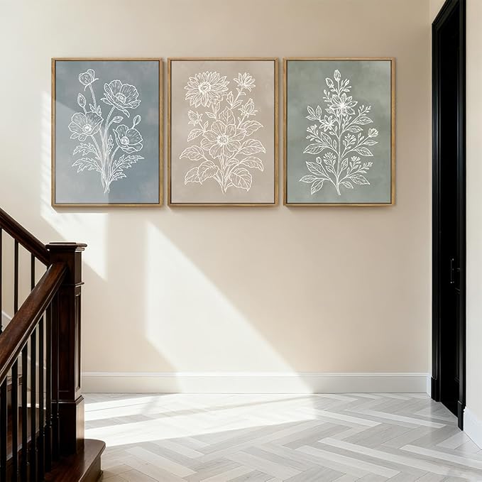 Anyzal Botanical Farmhouse Wall Art Floral Painting Boho Plant Artwork for Living Room Bedroom Dining Room 12x16 Inch Set of 3