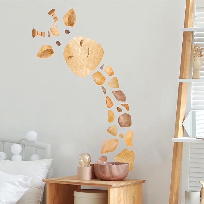 Large Giraffe Wall Decal, Cute Giraffe Wall Stickers, DIY Safari Animal Wall Decor for Nursery Baby Bedroom Kindergarten