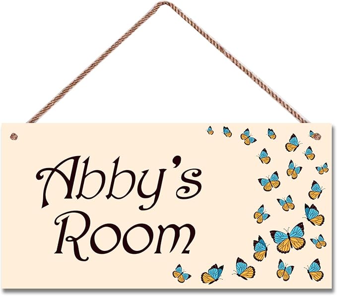Personalized Butterfly Sign Cartoon Room Décor Kids Room Decor, Animal Theme Wall Art Decor for Little Man Cave, Nursery Door Decor for Toddler Baby Boys Room