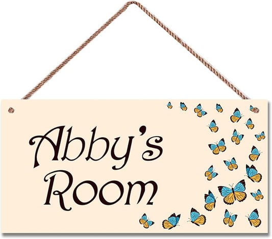 Personalized Butterfly Sign Cartoon Room Décor Kids Room Decor, Animal Theme Wall Art Decor for Little Man Cave, Nursery Door Decor for Toddler Baby Boys Room