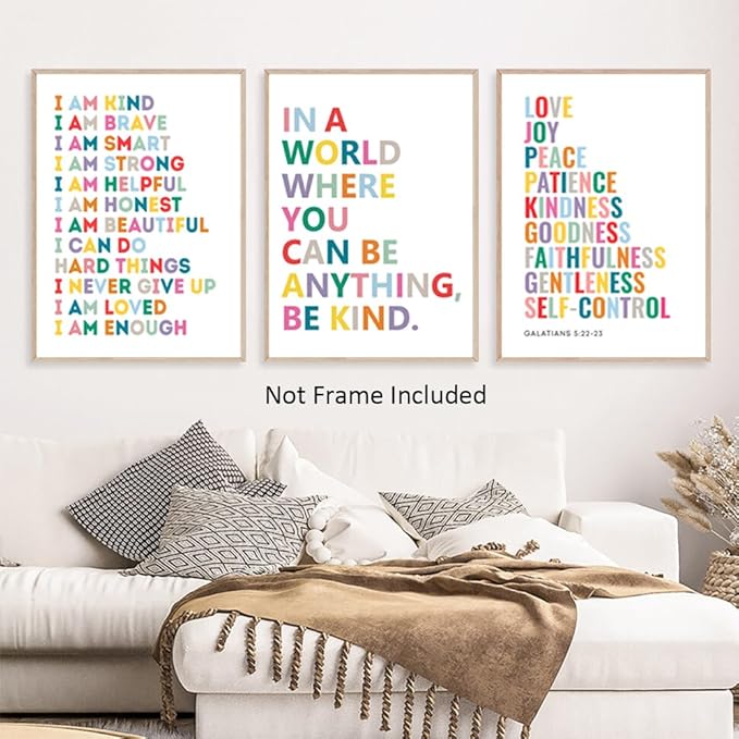 LUHDFYS Kid Affirmations Encourage Poster and Prints Colorful Wall Art Kids Bedroom Sign Nursery Playroom Canvas Wall Art Decor Unframed(16X24Inch Unframed)