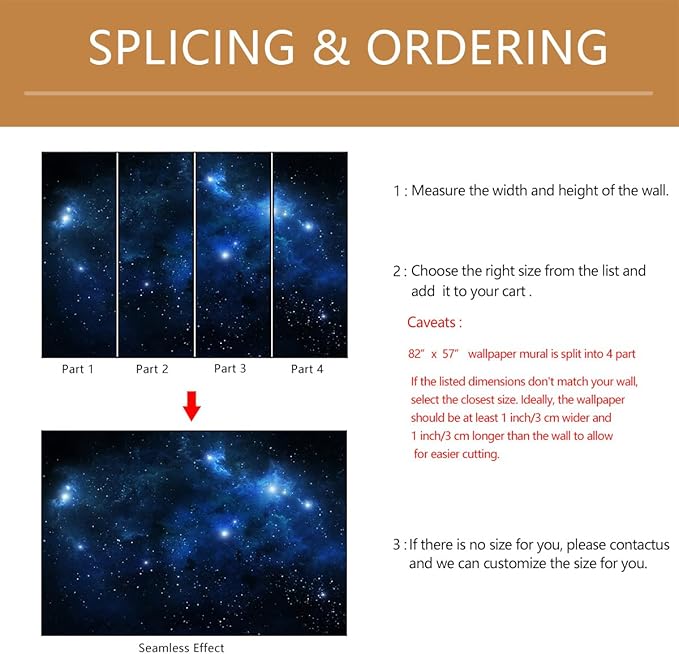 Galaxy Wallpaper Peel and Stick Night Sky Ceiling Self-Adhesive Mural for Living Room Bedroom 82"x57"