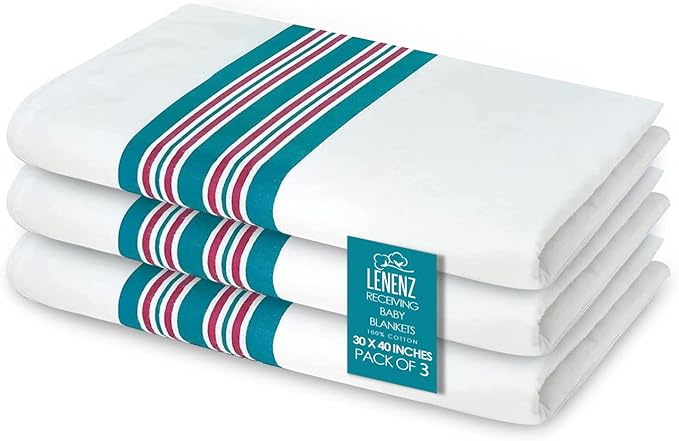 Baby Receiving Blankets, 100% Cotton Flannel Receiving Blanket, Perfect for swaddling & Wrapping, Ultra-Soft Hospital Blankets, Size 30 x 40 inch (12) (3)