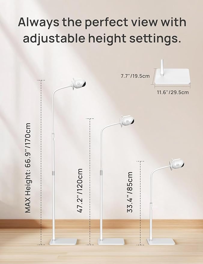 Dr.Care Baby Monitor Floor Stand, Universal Adjustable Gooseneck Holder with Stable Base, No-Drill Installation, Compatible with All Dr.Care Cameras