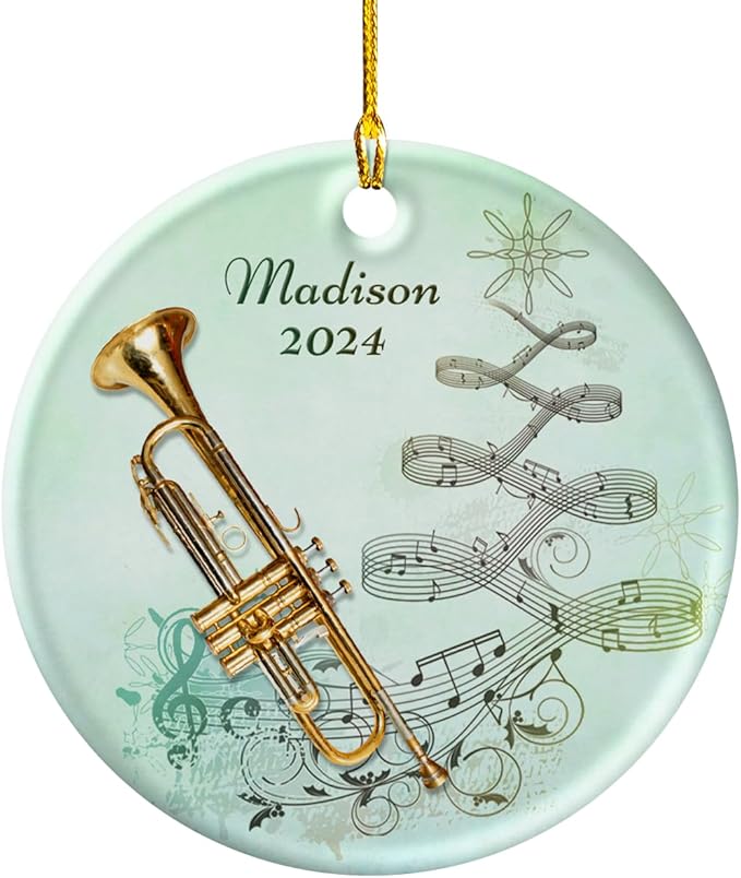 wowcugi Trumpet Ornament Personalized Instrument Ornaments for Christmas Tree Xmas Tree Decorations Keepsake Gifts for Band Instruments Music Lovers