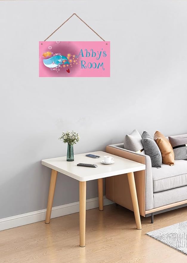 Personalized Cute Whale Sign Ocean Themed For Kids Room Baby Nursery Door Decor Star Custom Name Wall Decor Decorative Plate for Boys Bedroom Girls Room