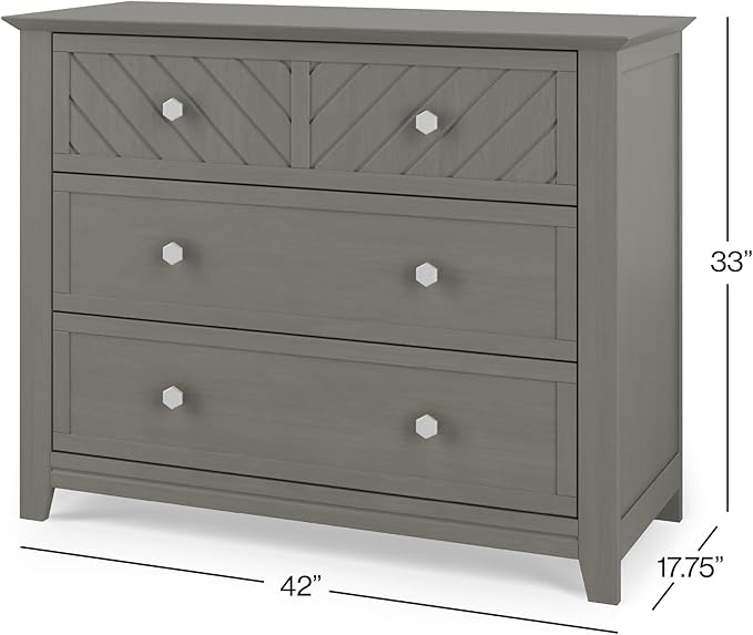 Child Craft Atwood Crib, Dresser and Chest Nursery Set, 3-Piece, Includes 4-in-1 Convertible Crib, Dresser and Chest, Grows with Your Baby (Lunar Gray)