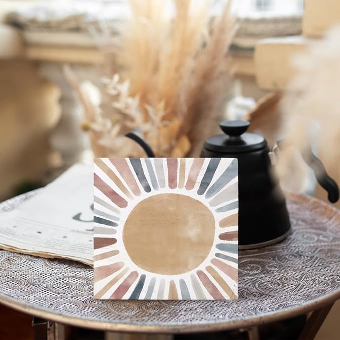 Boho Sunshine Nursery Wood Box Sign - Neutral Boho Nursery Decor for Girl & Boys, Desk & Playroom Decor, 5x5