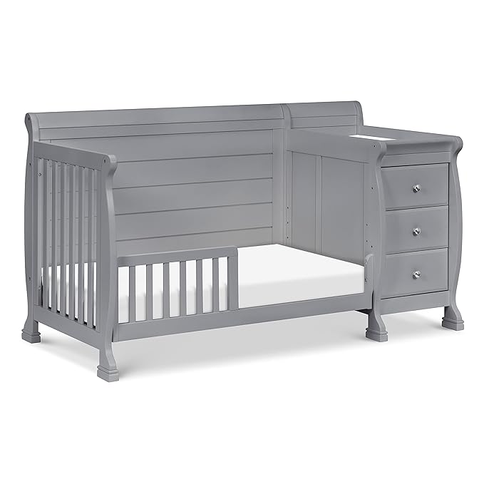DaVinci Kalani 4-in-1 Convertible Baby Crib & Changing Table Combo - GREENGUARD Gold Certified - Toddler Bed, Daybed, Full-Size Bed Conversion - 4 Adjustable Mattress Heights - Gray