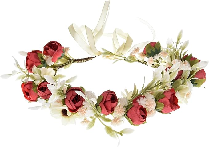 Floral Fall Camellia Flower Crown Rose Headpiece Wedding Bridal Flower Girl Halo Maternity Photo Props FL-03