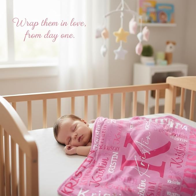 Ships Next Day, Personalized Blankets with Name, Custom Flannel Name Blanket, Christmas Blanket Gifts for Boys & Girls Baby Kids Adult, Printed in USA